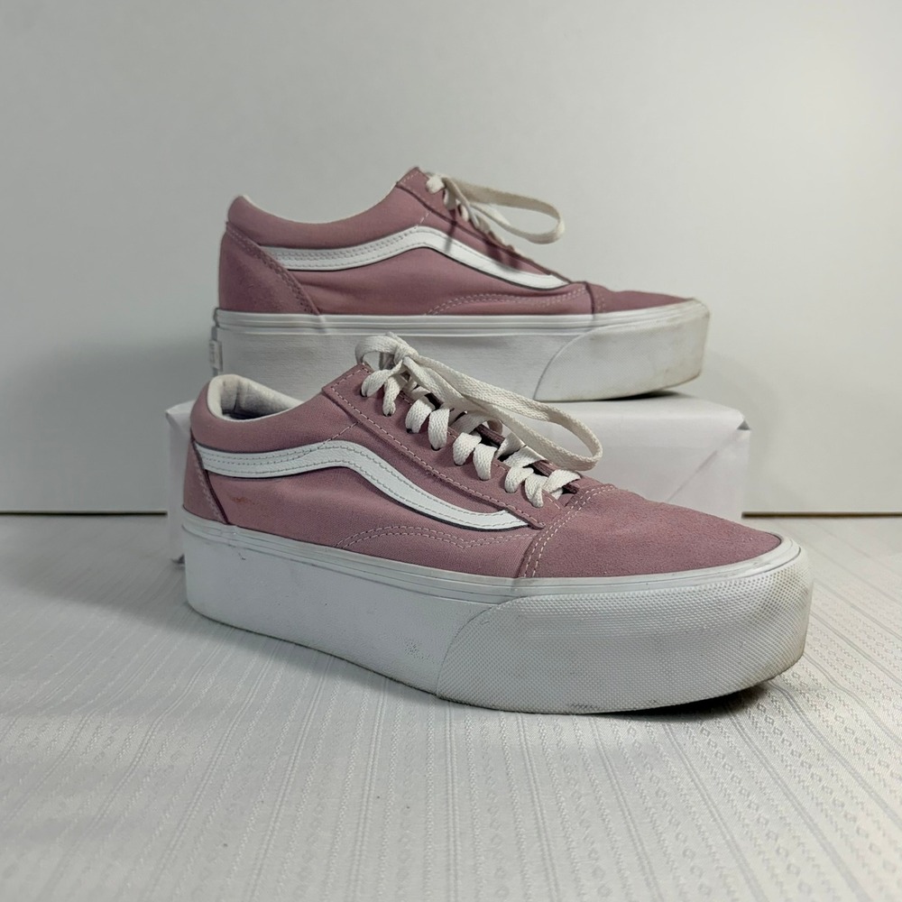 Vans Women Old Skool Stacked Pink Platform Sneakers 9.5 721356 Dusty Rose Skate